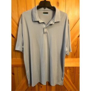 PGA Tour Golf Men's Polo Shirt Short Sleeve Blue /White Striped Size XXL (4038)